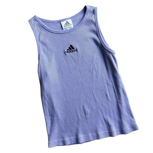 Adidas Vintage Ribbed Purple Tank Top - Picture 1 of 5